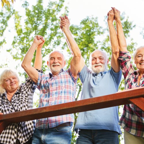 Gruppe Senioren im Sommerurlaub